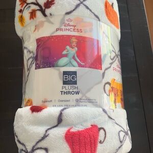 NWT Disney Princess Plush Throw - White with Red and Orange Accents